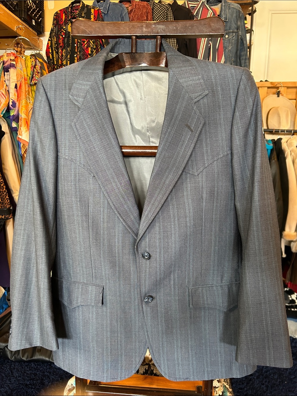 Lammle’s Cutter Bill Western Men's Gray Pinstripe Blazer